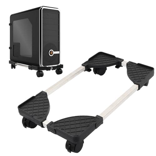 Image of Fangehong PC Stand Computer Tower, Adjustable Mobile CPU Stand with 4 Rolling Caster Wheels, Computer Case Holder, PC Tray for Floor Carpet Home Office Under Desk Black 22-34 × 40-52cm