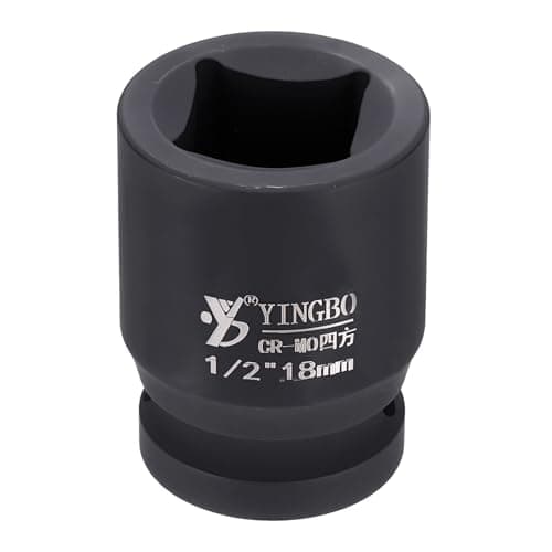 Image of sourcing map 4 Point Square Socket 1/2" Drive 18mm Metric Square Impact Socket 1.8" (45mm) Long 40CR Steel Phosphating Standard Wheel Sleeve Tool for Auto Repair Mechanical Home Use