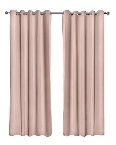 Image of Emma Barclay – Blackout Curtains for Bedroom Living Room Thermal Insulated Woven Eyelet Blackout Curtains Cali Collection (46” x 54” Inch)(Blush Pink)