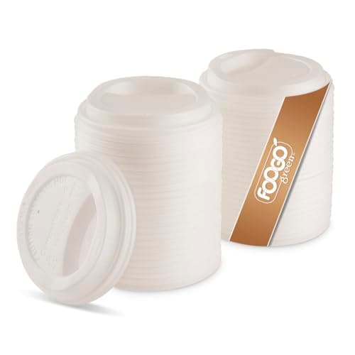 Image of FOOGO Green 50pcs Lids for 10oz, 12oz & 16oz Paper Coffee Cups, 90mm Diameter, Leak-Proof and Secure Fit, Designed for Hot and Cold Beverages, Ideal for Takeaway, Office, and Events
