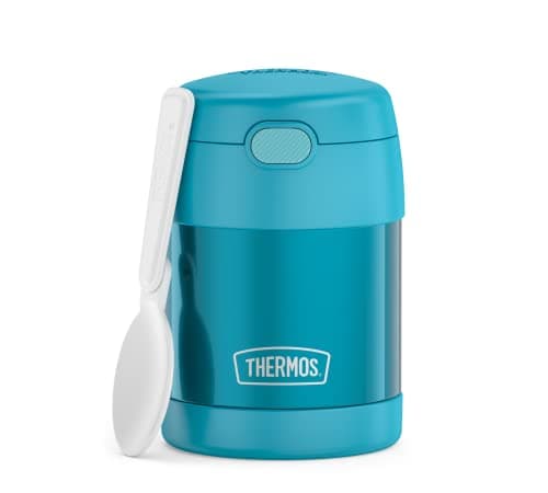 Image of THERMOS Kids FUNTAINER Food JAR 0.30 L, Ocean Teal, Thermal Food Container with Spoon for Children, 5 Hours hot / 7 Hours Cold, Absolutely Leak-Proof for Soup, Cereal, Break