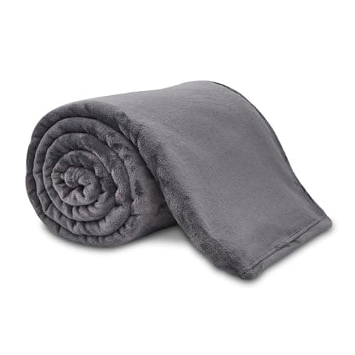 Image of VELVETIO Premium Flannel Fleece Throw 130 x 150cm, Super Soft Lightweight Thermal Warm Sofa Bed Blanket, Cuddly & Fluffy Large Plain Throws for Armchair, Charcoal