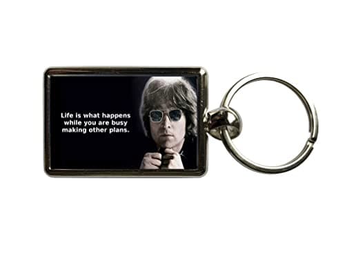 Image of Super Universe John Lennon Life Quote Metal Keyring 3 x 4.5 cm