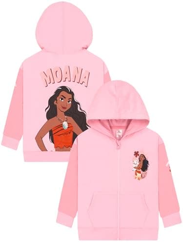 Image of Disney Moana Girls Hoodie, Moana Zip Up Hoodie, Princess Kids Hoodies, Cotton Girls Clothes, Pink 3-4 Years