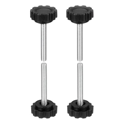 Image of sourcing map 4 Pcs Knurled Knobs Handles M5 x 35mm (0.8mm Pitch) Male Thread Metric Carbon Steel Hand Tightening Clamping Screws Threaded Stud Knob Bolts for Woodworking Jigs, Black
