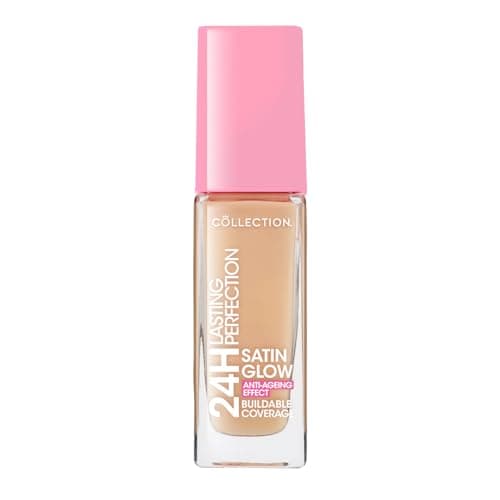 Image of Collection Cosmetics Lasting Perfection Satin Foundation, Full Coverage, Anti-Ageing Effect, 24 Hour Wear, Contains Hyaluronic Acid, 27ml, Cashew Neutral