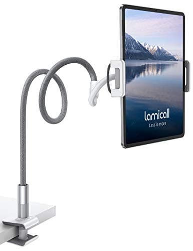 Image of Lamicall Gooseneck Tablet Holder, Universal Tablet Stand - 360 Flexible Lazy Arm Holder Clamp Mount Bracket Bed for 4.7~13" 2024 iPad Pro Air mini, Samsung Tab, iPhone, Switch, more Devices - Gray