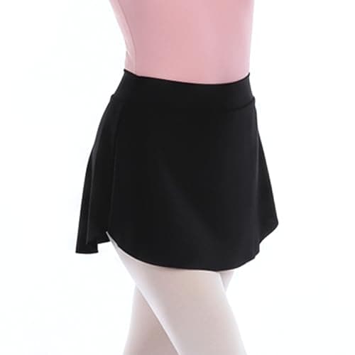 Image of Lusofie Ballet Skirt with Side Split Opaque Pull On Black Ballet Skirts for Women Short Elastic Dance Skirt for Adult Girls(Black,L)