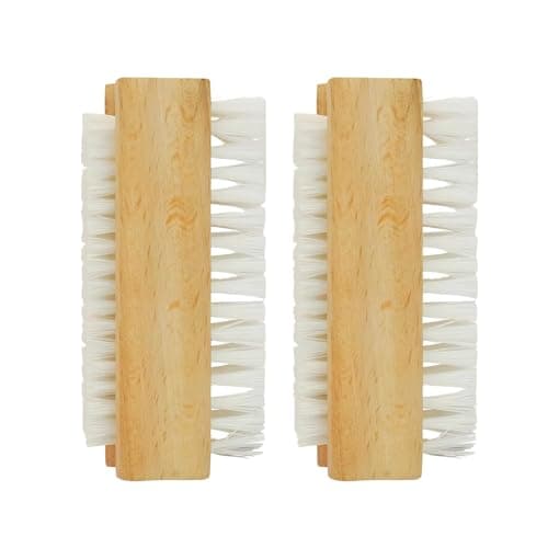 Image of PACK OF 2 WOODEN NAIL CLEANING BRUSH DOUBLE SIDED Scrubbing BRUSH FOR HAND & FOOT NAILS