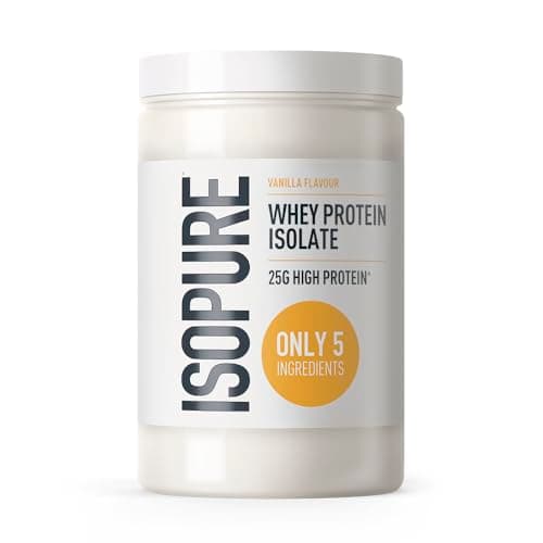 Image of Isopure Vanilla Whey Protein Isolate Powder, High in Protein with 25 g per Serve, Low in Sugar, No Artificial Flavours or Sweeteners, Made with Only 5 Ingredients, 450 g