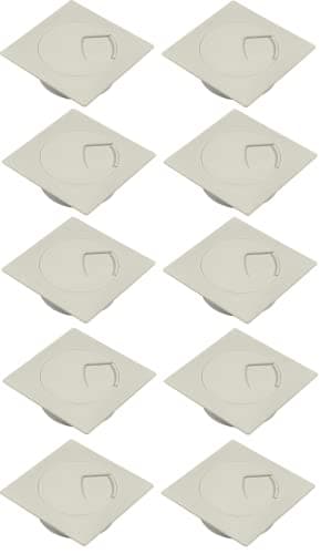 Image of Gedotec cable grommet desk made of sturdy ABS plastic | 10 pieces square cable grommets 80mm | Plaza | cable box grey | cable duct angular for pressing in | cable duct desk