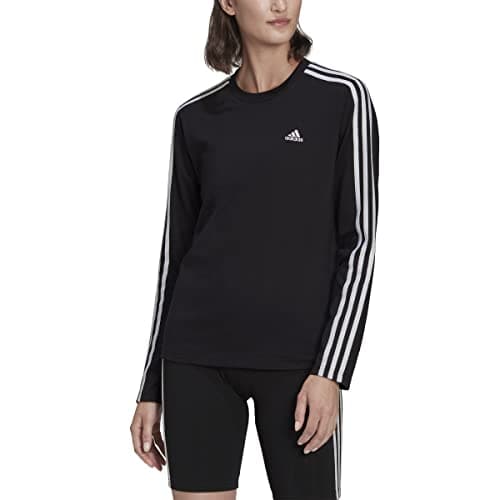 Image of adidas Women's Essentials 3-Stripes Long Sleeve T-Shirt, Black/White, Medium