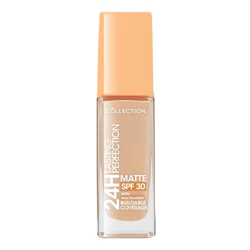 Image of Collection Cosmetics Lasting Perfection Matte Foundation, Full Coverage, Anti-Ageing Effect, 24 Hour Wear, SPF 30, Contains Niacinamide, 27ml, Cashew Warm