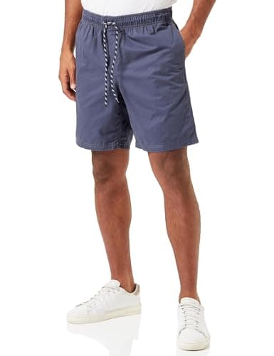 Image of Amazon Essentials Men's Relaxed Fit 8" (20cm) Cotton Elasticated Waist Pull On Drawstring Walk Shorts, Navy, L