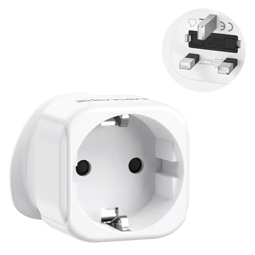 Image of LENCENT EU to UK Plug Adapter, Europe Schuko 2 Pin to 3 Pin UK Travel Adaptor, European Euro to British Adapter- 1 Pack, White