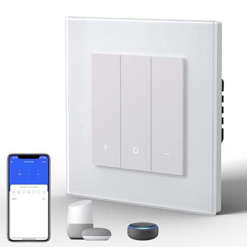 Image of BSEED Smart Dimmer Switches,WiFi Electrical Wall Switch with Glass Frame,Rocker Button with LED Backlight,Horizontal & Vertical Install,Neutral Wire Required,WiFi Dimmer 1 Gang 1 Way,86mm White