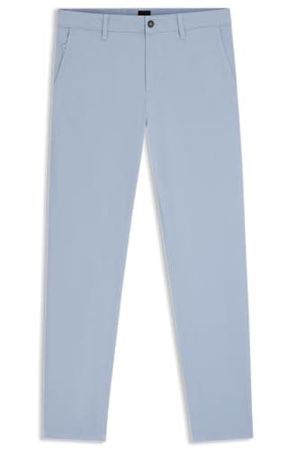 Image of BOSS Men's Tapered Fit Chino Made of Elastic Cotton Satin, 470open Blue, 50 W/32 L