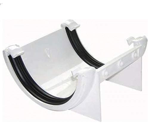 Image of FLOPLAST 112mm Half Round Fascia Gutter Union Bracket - White - Pack of 2