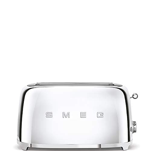 Image of Smeg TSF02SSUK 4 Slice Toaster, Long Extra Wide Slots, 3 Pre Set Options, Polished Stainless Steel