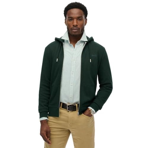 Image of Superdry Essential Logo Zip Hoodie HB M2014128A Forest Green L