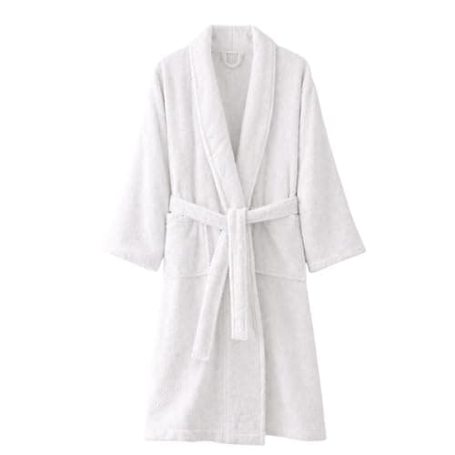 Image of Diamond Tex Luxury Bathrobe 100% Cotton – Soft Terry Towelling Dressing Gown for Men & Women, Absorbent, Quick Dry, Spa Hotel Quality Robe with Belt - Pack of 1, White