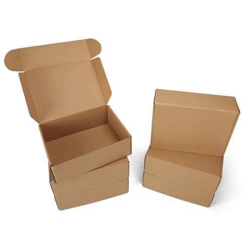 Image of HORLIMER 6 Pack Shipping Boxes 305x229x100 mm (12x9x4 inch), Brown Corrugated Cardboard Boxes for Small Item Packaging, Secure Storage and Business