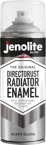 Image of JENOLITE Directorust Radiator Enamel Spray Paint | SILVER | Gloss Finish | Resistant to 130ºC | Durable, Scuff Resistant, Non-Yellowing Radiator Paint | No Primer Needed | 400ml