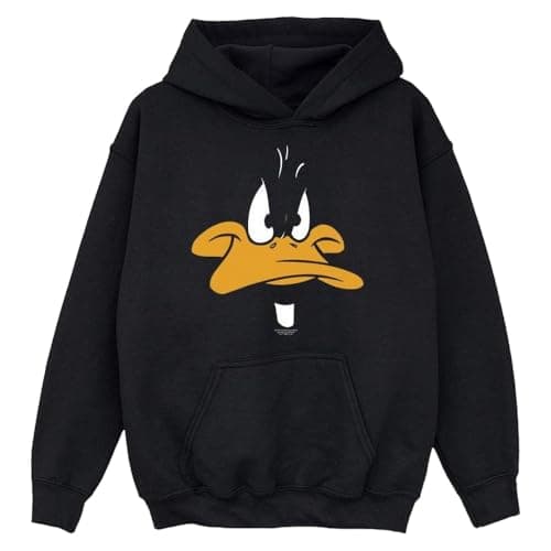 Image of LOONEY TUNES Boys Daffy Duck Big Face Hoodie 12-13 years Black
