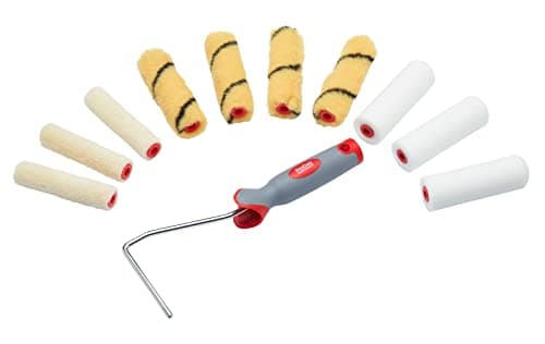 Image of ProDec 11 piece Assorted 4 inch Mini Paint Rollers and Frame for a Smooth Finish with Emulsion, Gloss, Satin, Varnish, Woodstain on Interior Walls, Ceilings, Wood, Metal, 4"
