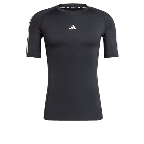 Image of adidas Men's Techfit Compression Training 3-Stripes T-Shirt, Black, M