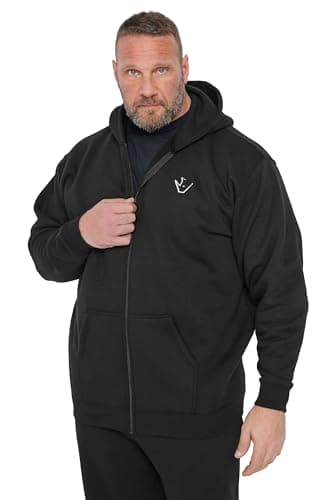 Image of BadRhino Ironrhino Big & Tall 'Rest Day' Zip Through Hoodie - Men's - Plus Size Curve Black