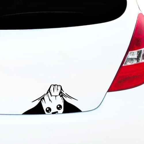 Image of Cute Baby Groot Peeking Car Sticker, Groot Car Sticker Decal, Novelty Bumper Window Sticker for Cars, Vans, Bikes, Scooters, Camper, Caravan, Waterproof (160mm x 80mm (LxH))