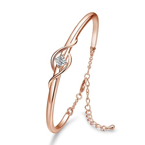 Image of Praelinos Bracelet for Women, 18K White Gold & Rose Gold Plated Jewellery, Elegant Ladies Bracelet Gift for Her, Mother's Day, Birthday, Anniversary or Valentine's Day(Rose Gold)