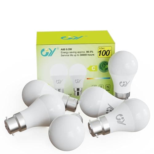 Image of GY Bayonet Light Bulbs Neutral White 4000K B22 LED Bulbs,9.5W 1521 Lumen Ultra Bright Energy Saving 100W Equivalent,Non-dimmable,6-Pack