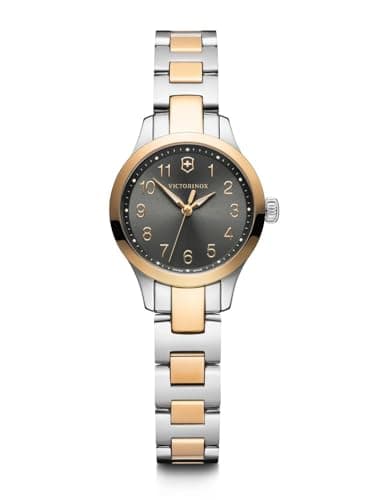 Image of Victorinox Women’s Watch Alliance XS Ø 28 mm, Swiss Made, Analogue Quartz, Water-Resistant up to 100 m, Sapphire Glass, Stainless Steel Strap, Dark Grey/Silver/Rosé Gold