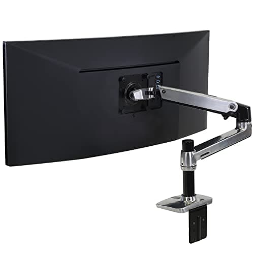 Image of Ergotron – LX Premium Monitor Arm, Single Monitor Desk Mount – fits Flat Curved Ultrawide Computer Monitors up to 34 Inches, 3.2-11.3kg, VESA 75x75mm or 100x100mm – Polished Aluminum (45-241-026)