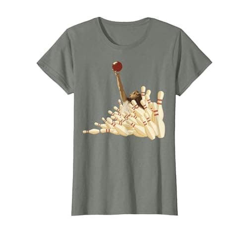 Image of The Big Lebowski Bowling Pins Portrait T-Shirt, Women, Olive Heather, 3X-Large