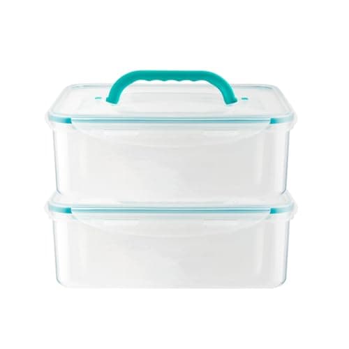 Image of HOMESHOPA Plastic Food Storage Containers with Carrying Handle, 2 Pack 4.5Litres Airtight Reusable Large Lunch Boxes, Clip Lock Lids, Leakproof, BPA Free, Dishwasher, Freezer, Microwave Safe
