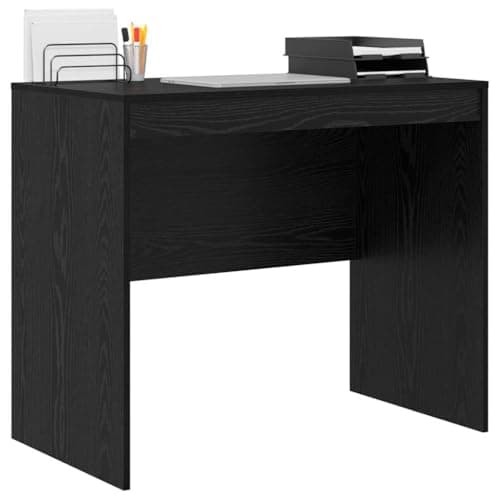 Image of vidaXL Desk Black oak 90 x 50 x 76 cm Engineered wood, Living Room, Rectangular, Modern, Durable, Ample Storage, Compact Desk, Writing, Student, Functional