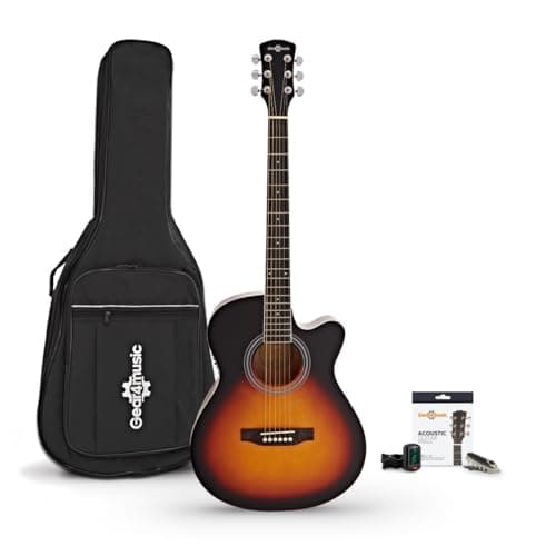 Image of Single Cutaway Electro Acoustic Guitar & Accessory Pack by Gear4music, Sunburst