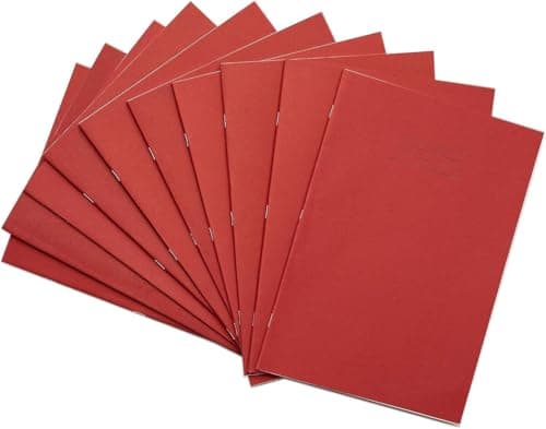 Image of Rhino A4 Tinted Exercise Book, Red Cover with Pink Coloured Paper, 50 Pack, 48 Page / 8mm Lined with Margin Dyslexia & SEN Notebook Aids & Resources