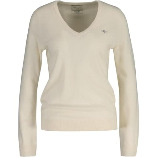 Image of GANT Extrafine Lambswool V-Neck, cream, XS