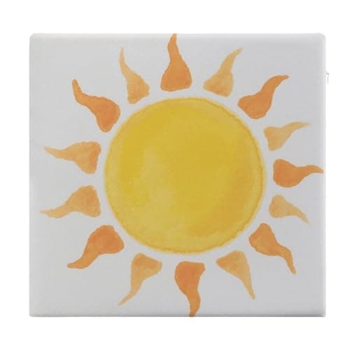 Image of FodPand Memory Foam Seat Cushion for Chairs 13.8 X 15 Inches, Removable Cover Square Chair Pad with Zipper, Watercolor Yellow Sun Painting Chair Cushion for Office, Car, Home & Outdoor