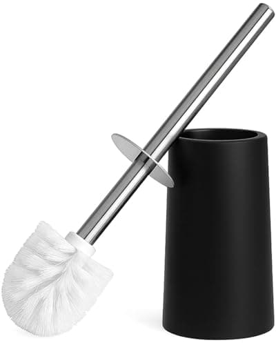 Image of Toilet Brush | Modern Loo Brush set with elegant design | Toilet Brushes & holders with Stainless Steel handle | Compact and efficient Toilet Brush set (1 Unit Black)