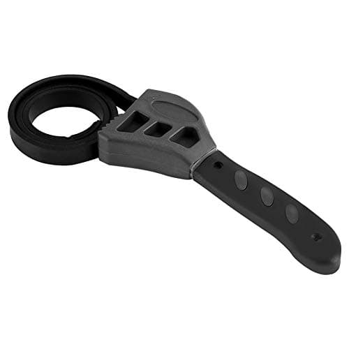Image of Yosoo Universal Rubber Strap Wrench, 50cm Adjustable Spanner, Black, Strong Handle for Car Repair, Oil Filter, Jar Opening