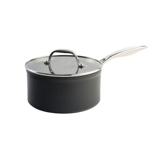 Image of Lakeland Hard Anodised 20cm Saucepan with Glass Lid