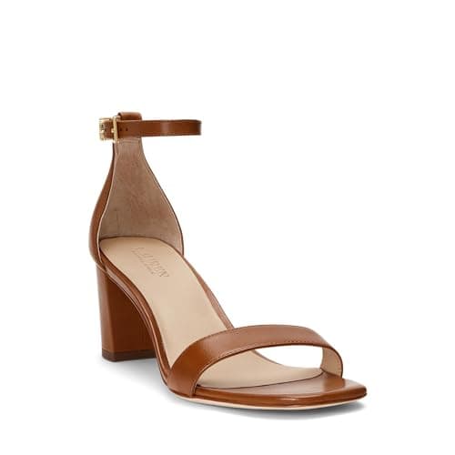 Image of LAUREN Ralph Lauren Women's Logan Heeled Sandal, Deep Saddle Tan, 6 UK