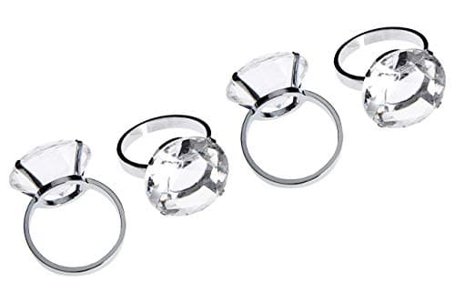 Image of Premier Housewares 1403755 Napkin Holder Set Of 4 Napkin Rings Metal Ring Clear Napkin Ring Chrome Finish Christmas Diamante Shape Napkin Rings 6 x 4 x 5