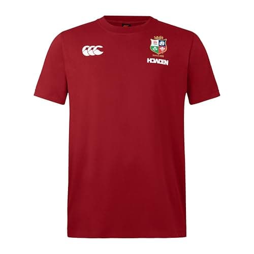 Image of British & Irish Lions Canterbury Men's Official Canterbury Cotton Rugby Jersey Tee | Short Sleeve Cotton T-Shirt, Red Dahlia, S