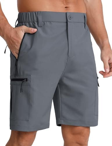 Image of APTRO Mens Cargo Hiking Shorts Outdoor Lightweight Golf Casual Shorts for Men with 5 Zipper Pockets Dark Grey XL